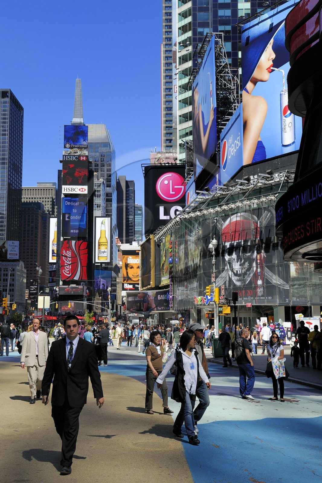 Etats-Unis, New York, Manhattan, Midtown, Times Square, partie piétonne et cycliste de Broadway