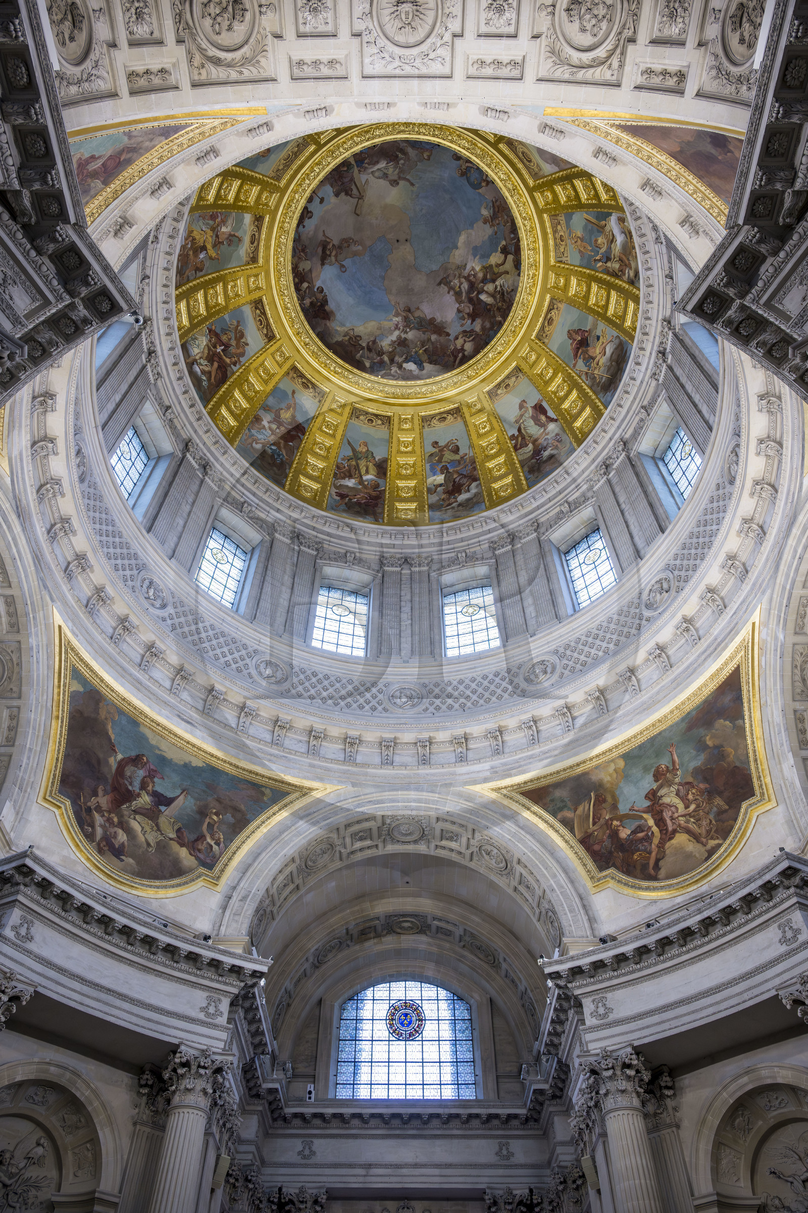 France, Paris (75), Hotel des Invalides, la cathédrale Saint-Louis-des-Invalides, le panthéon militaire, le dôme des Invalides qui surplombe le tombeau de Napoléon Ier