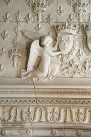 France, Indre et Loire (37), Vallée de la Loire classée Patrimoine mondial de l'UNESCO, château d'Amboise, le logis du Roi, salle du Conseil, détail de la cheminée