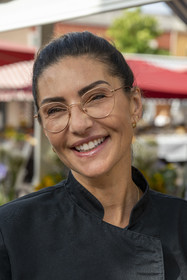 France, Alpes-Maritimes, Nice, listed as World Heritage by UNESCO, Old Nice, the Cours Saleya market, Virginie Acchiardo, chef of the restaurant Chez Acchiardo in rue Droite