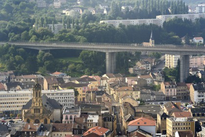 France, Moselle, Fensch Valley, Hayange, the overpass which crosses the city center