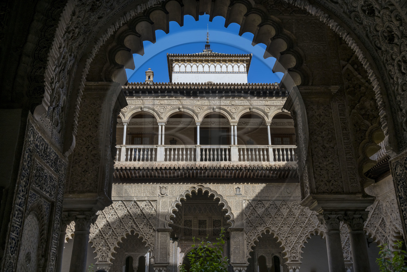 Espagne, Andalousie, Séville, Alcazar de Séville (Reales Alcazares de Sevilla), classé Patrimoine Mondial de l'UNESCO, Mudejar Palace or Palace of Pedro I, la Cour des Demoiselles (Patio de las Doncellas)