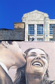 United States, New York City, Manhattan, Tribeca, Hudson Street, painted giant-size ad