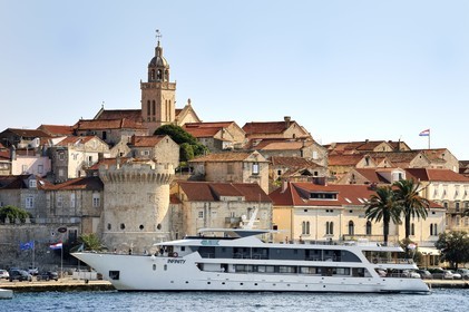 Croatie, Dalmatie, cote dalmate, Ile de Korcula, ville de Korcula