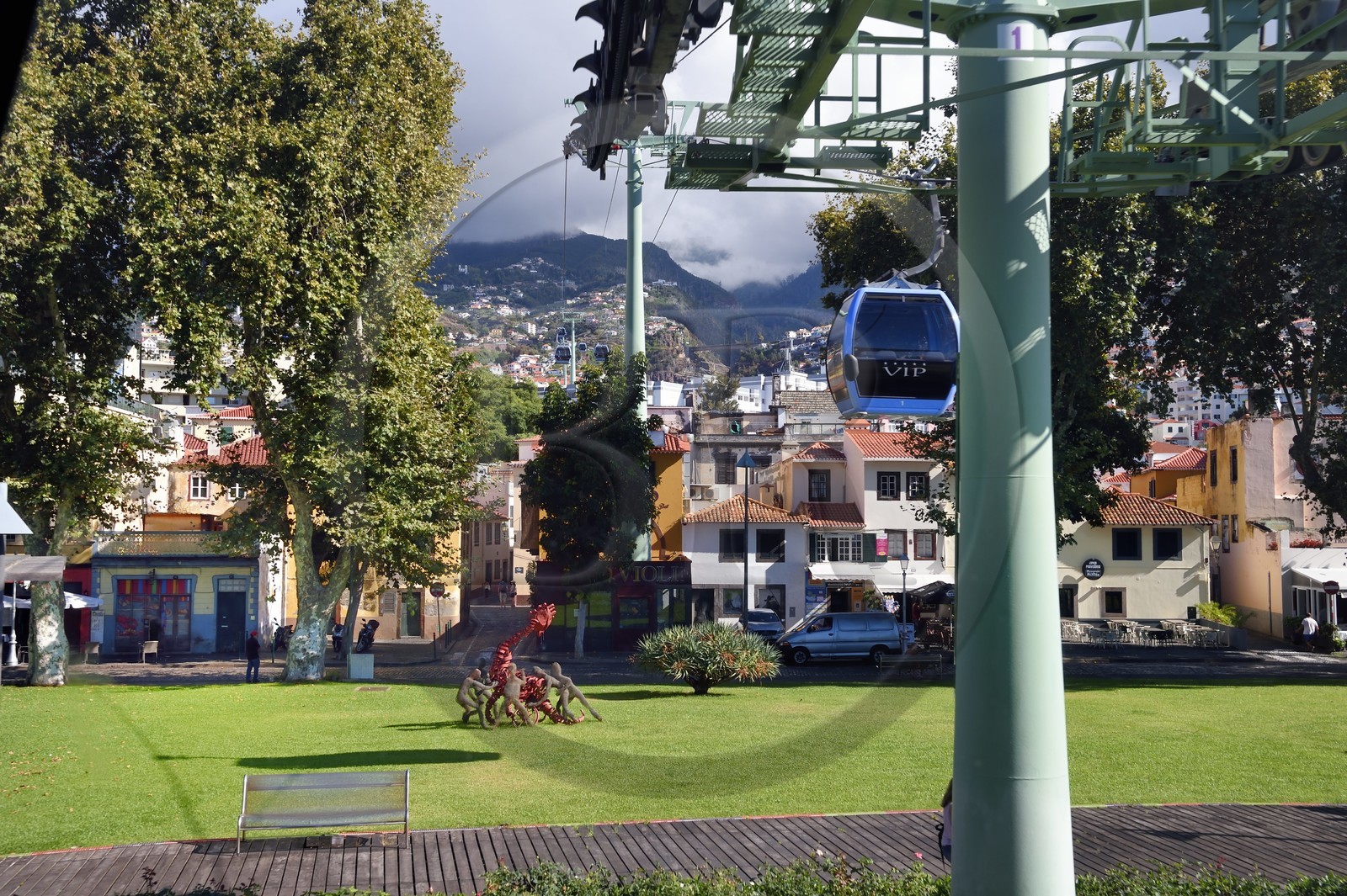 Portugal, Madeira Island, Funchal, the cable car that connects the historic district in the lower town to the tropical garden in the heights