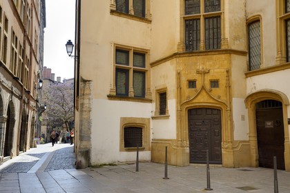 France, Rhone, Lyon, historical site listed as World Heritage by UNESCO, St. Paul neighborhood in the Vieux Lyon (Old Town), the Renaissance Hotel de Gadagne housing the Gadagne museums