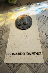 France, Indre et Loire (37), Vallée de la Loire classée Patrimoine mondial de l'UNESCO, château d'Amboise, la chapelle Saint-Hubert, tombe de de Leonard De Vinci