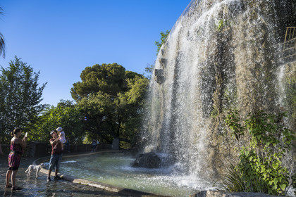 France, Alpes-Maritimes, Nice, listed as World Heritage by UNESCO, Casteu waterfall on the Castle Hill