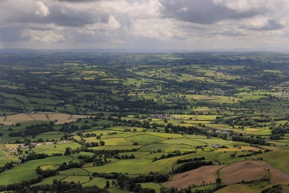 United Kingdom, England, Wales, landscape of groves towards Lampeter (aerial view)