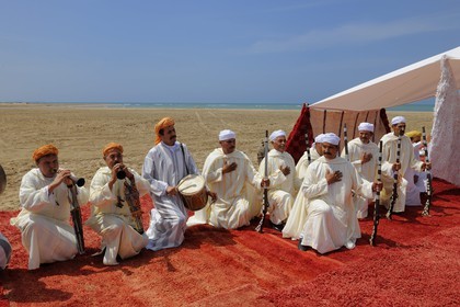 Morocco, Oriental Region, La Reggada traditional dance and music on the beach