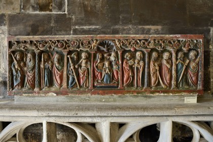 France, Meurthe-et-Moselle, Nancy, Palais Ducal (the Duke of Lorraine's Palace) houses the Historical Museum of Lorraine, altarpiece depicting the Coronation of the Virgin and the twelve apostles (1530)