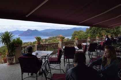 France, Corse-du-Sud (2A), Golfe de Porto, classé Patrimoine Mondial de l'UNESCO, Piana, hotel-restaurant Les Roches Rouges