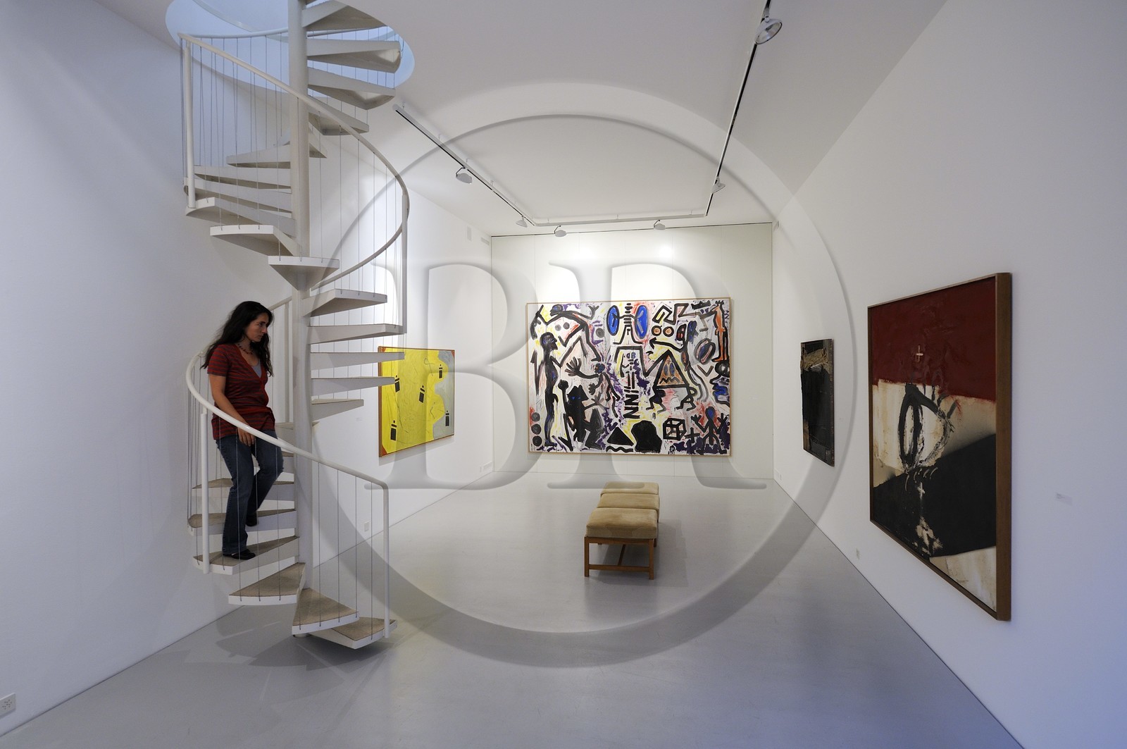 Switzerland, Basel, Beyeler Gallery, art works of Penk (2 pieces on the left) and Tapies