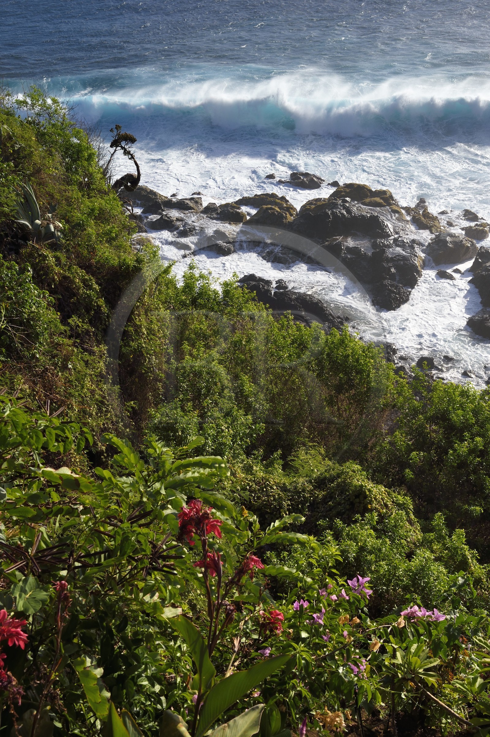 France, Ile de la Reunion, Petite-Ile sur la côte sud, plage et rochers de Grand-Bois
