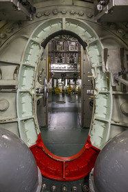 France, Loire-Atlantique (44), Saint-Nazaire, le sous-marin Espadon (S637), premier sous-marin de la Marine nationale française à plonger sous la banquise en 1964, abrité dans le bunker de l'Ecluse Fortifiée de l'ancienne base sous-marine allemande construite lors de la dernière guerre mondiale