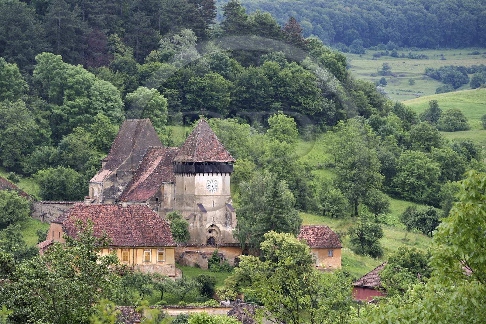 Roumanie, Transylvanie, région de Biertan, Copsa Mare, église fortifiée