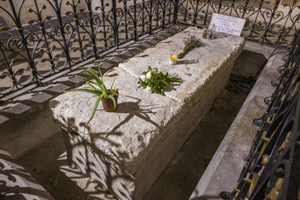 France, Gard, Saint Gilles du Gard, 12th-13th century Abbey Church of Saint-Gilles, classified as World Heritage by UNESCO under the routes to Santiago de Compostela in France, crypt or lower church housing the tomb of Saint Gilles