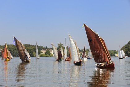 France, Loire-Atlantique (44), Nantes, Sucé-sur-Erdre, la rivière Erdre au niveau du château de Nay, rencontres de Yachting & Canotage de vieux gréments lors des RDV de l'Erdre