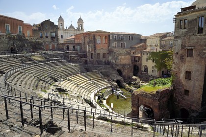 Italie, Sicile, Catane, ville baroque classée au Patrimoine Mondial de l'UNESCO, le théatre romain