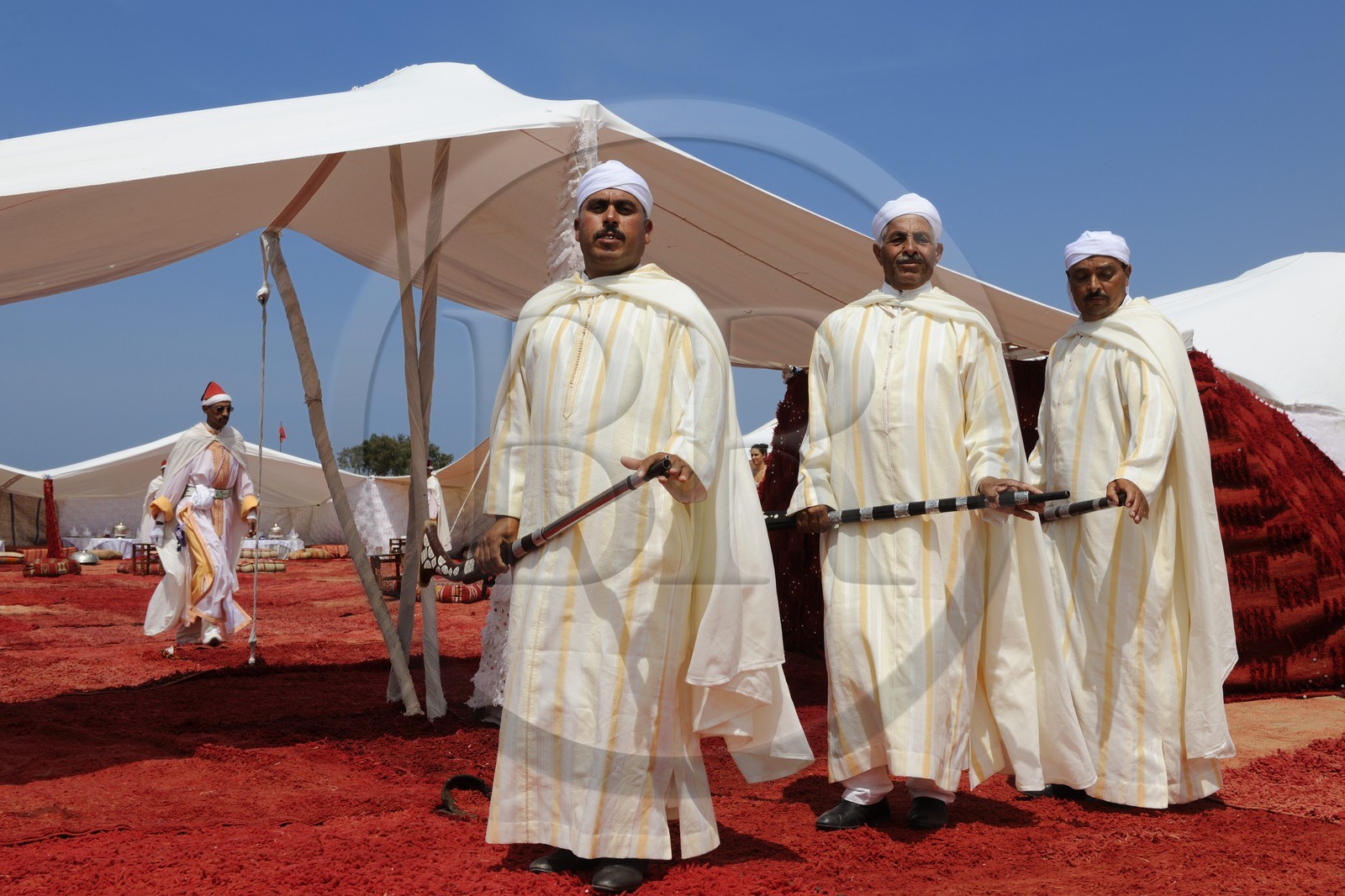 Maroc, région de l'Oriental, danse et musique traditionnelle la Reggada sur une plage