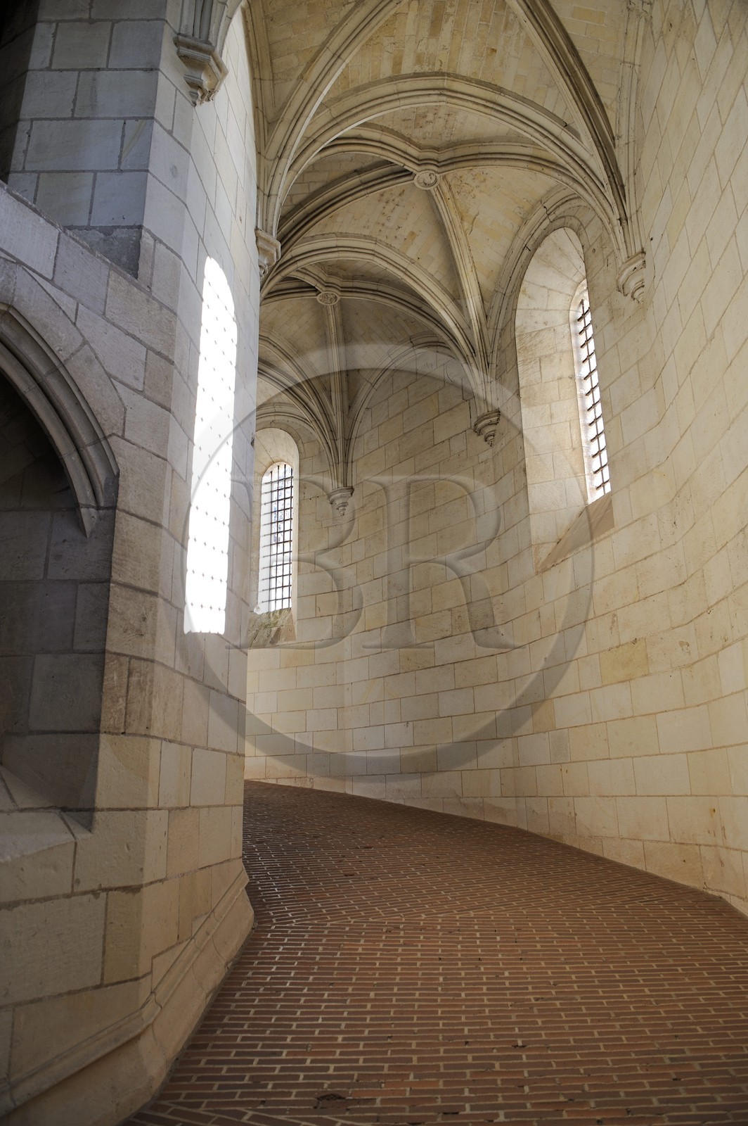 France, Indre et Loire (37), Vallée de la Loire classée Patrimoine mondial de l'UNESCO, château d'Amboise, Tour des Minimes ou Cavalière, détail du haut de la rampe