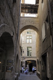 France, Herault, Pezenas, old city, bridge from the Carion-Nizas mansion