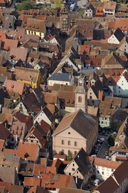 France, Haut Rhin, Riquewihr, the historic center (aerial view)
