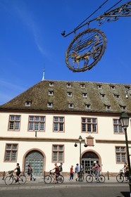 France, Bas Rhin, Strasbourg, old town listed as World Heritage by UNESCO, the Historical Museum and the old customs sign
