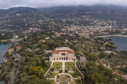 France, Alpes-Maritimes (06), Saint Jean Cap Ferrat, Villa et Jardins Ephrussi de Rothschild (vue aérienne)