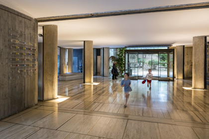 France, Bouches du Rhone, Marseille, architectural work of Le Corbusier, listed as World heritage by UNESCO, the Cité Radieuse by the architect Le Corbusier, the hall designed like an agora