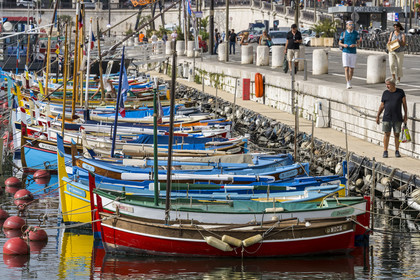 France, Alpes-Maritimes, Nice, listed as World Heritage by UNESCO, the old port or port Lympia, pointu boats which are traditional fishing boats