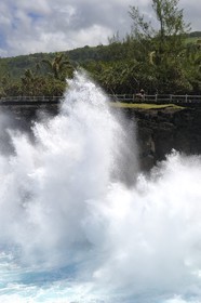 France, Reunion island (French overseas department), South coast, Saint Philippe, the Cap Mechant (Bad Cape) is located along a rugged coastline of volcanic rock hit by waves and typical of the area called Sud sauvage (Wild South)