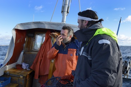 Sweden, Västra Götaland, Koster Islands, out to sea to retrieve lobster traps