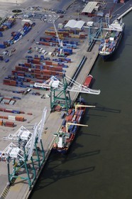 France, Seine-Maritime, the Grand Port Maritime de Rouen (Port of Rouen) at Grand-Couronne (aerial view