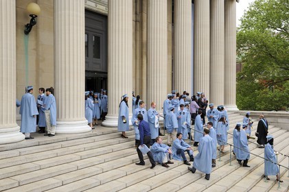 United States, New York, Manhattan, graduation at Columbia University, in front of the library