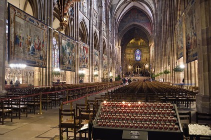 France, Bas Rhin, Strasbourg, old town listed as World Heritage by UNESCO, Notre Dame Cathedral, the Scenes from the Life of the Virgin made at the request of Richelieu are a series of fourteen tapestries hung in the nave during the Advent period