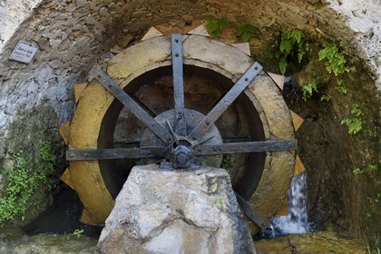 France, Var, Provence Verte, Barjols, old paddle wheel of a tannery of the 16th century
