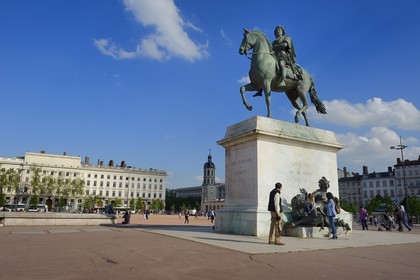 France, Rhone, Lyon, historical site listed as World Heritage by UNESCO, equestrian statue of Louis XIV on place Bellecour (Bellecour square)
