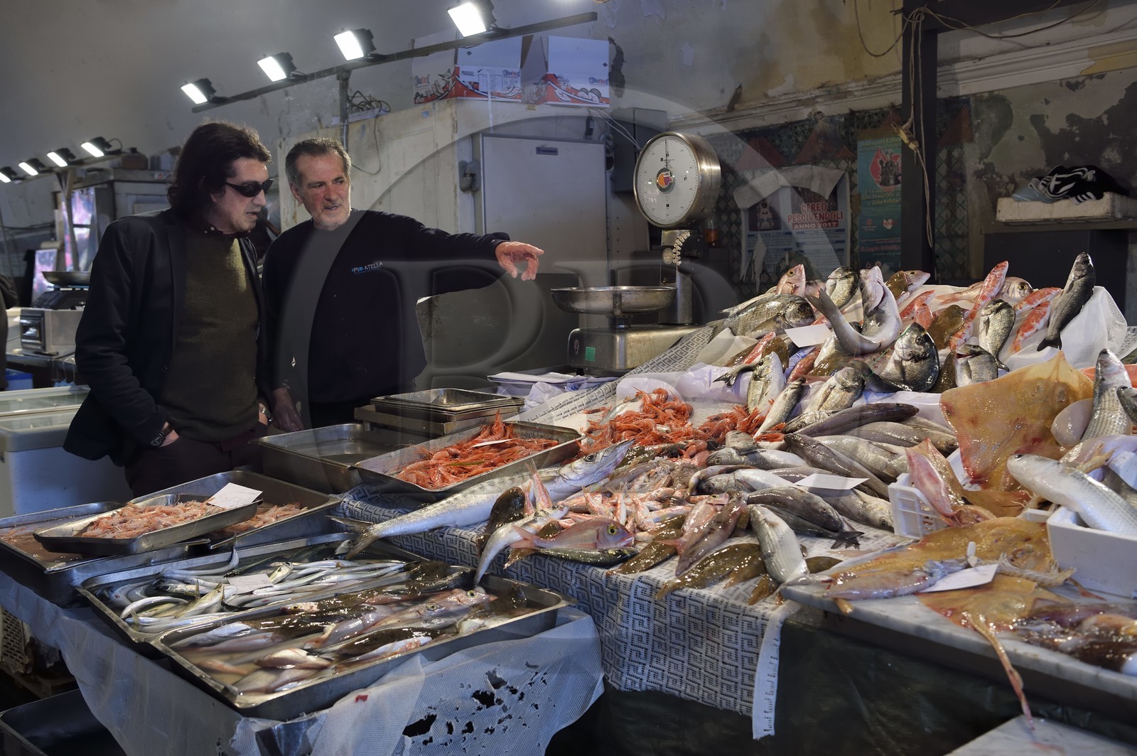Italy, Sicily, Catania, Baroque city listed as UNESCO World Heritage, the Pescheria fish morning market in Piazza Alonzo di Benedetto