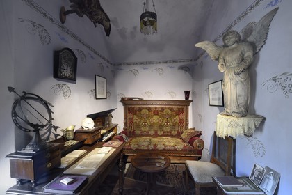 République Tchèque, Prague, Hradcany (quartier du château), la ruelle d'or, petite maison de la voyante et diseuse de bonne aventure Matylda Prusova (1ère moitié du 20ème siècle)