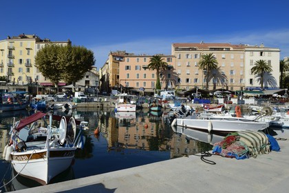 France, Corse du Sud, Ajaccio,  the Tino Rossi fishing harbour and the quai Napoleon