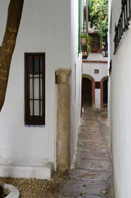 Espagne, Andalousie, Cordoue, centre historique classé Patrimoine Mondial de l'UNESCO, quartier de la Juderia, la calle del Panuelo (des mouchoires)  est une ruelle en impasse prolongeant la rue Pedro Jimenez