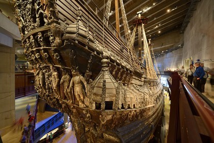 Suède, Stockholm, Djurgarden, le musée Vasa (Vasamuseet), le Vasa, navire du XVIIe siècle renfloué et rénové