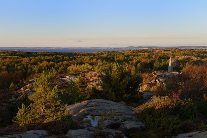 Sweden, Västra Götaland, Koster Islands, Sydkoster, the island church bell tower seen from the Valfjäll rock