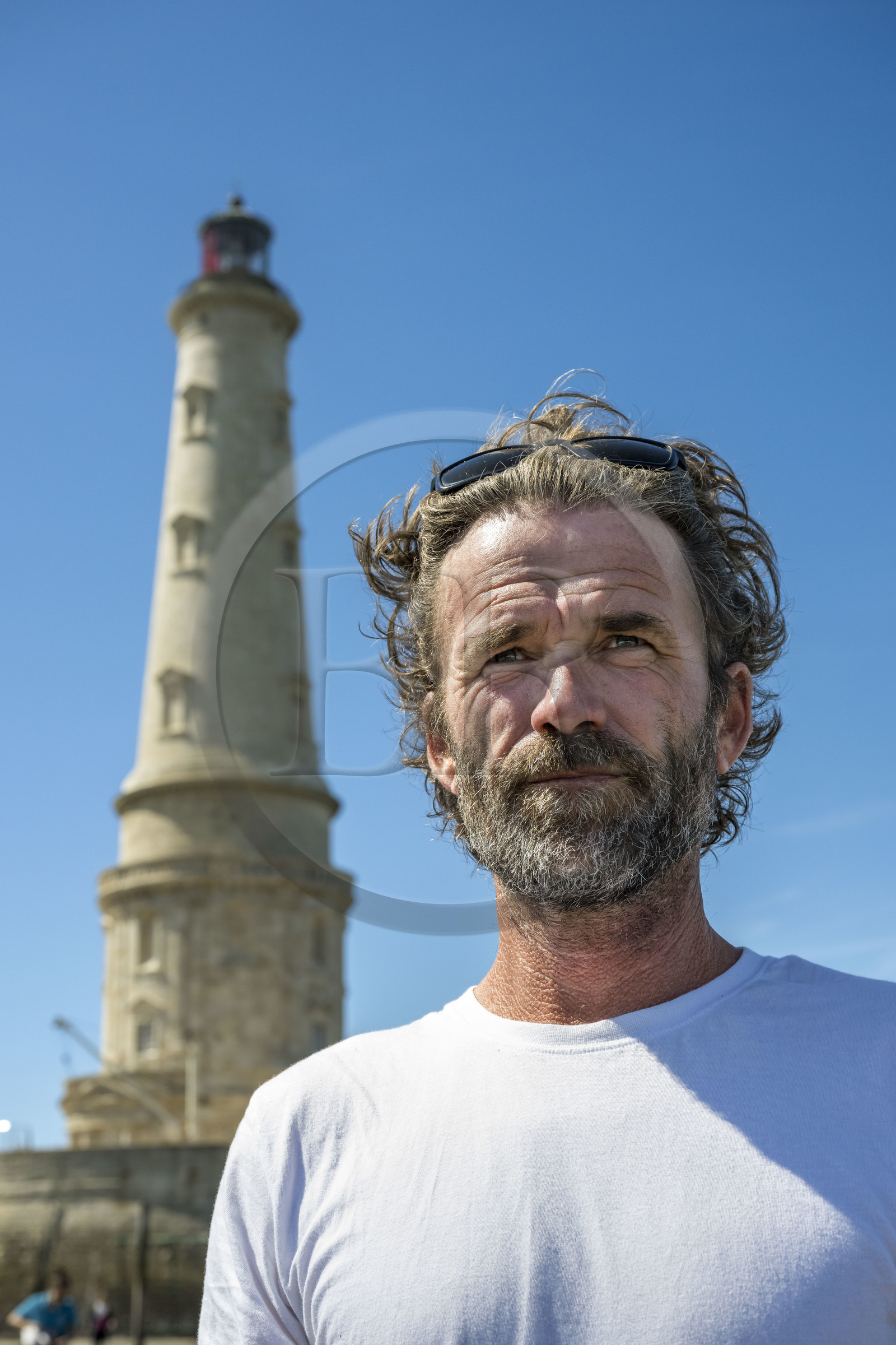 France, Gironde (33), le Verdon-sur-Mer, phare de Cordouan, classé Patrimoine Mondial de l'UNESCO, le gardien de phare Benoit Jenouvrier