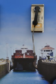 Panama, Panama Canal, Gatun locks, phone box