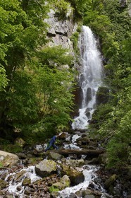 France, Bas Rhin, between Wangenbourg-Engenthal and Oberhaslach, the Nideck waterfall in the Vosges Mountains