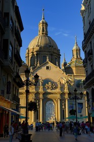 Spain, Aragon, Zaragoza, Calle Alfonso I and the Basilica del Pilar (Our Lady of the Pillar) in the background