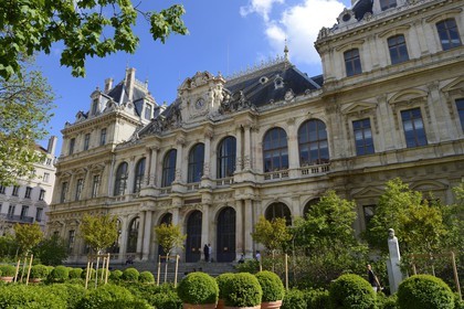 France, Rhone, Lyon, historical site listed as World Heritage by UNESCO, the Rue de la Republique and the Palais de la Bourse, Chamber of Commerce and Industry