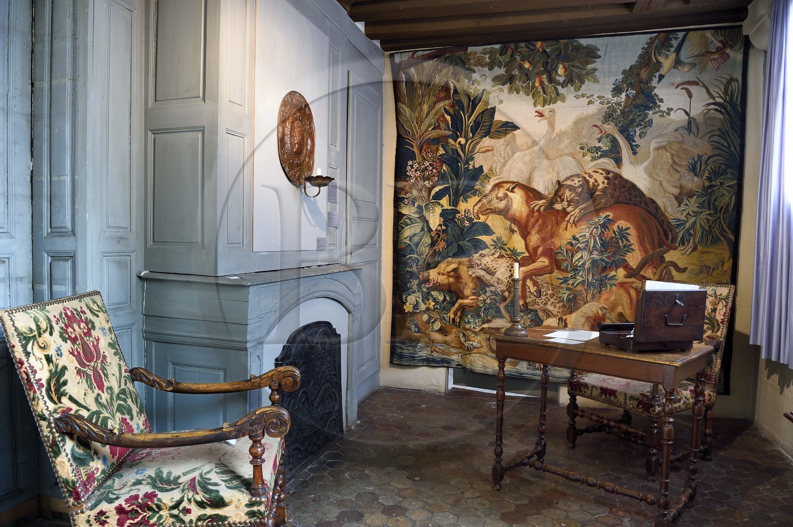 France, Aisne (02), Château-Thierry, Musée Jean de La Fontaine - Ville de Chateau-Thierry dans la maison natale du poète, cabinet de travail et d’écriture de Jean de La Fontaine